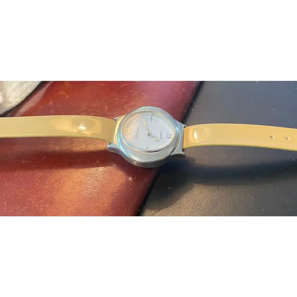 Women's 30mm Silver Tone Decade Watch, Beige Strap